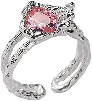 2023 Új Édes, Hűvös Szerelem Rózsaszín Cirkon Gyűrű Női Divat Temperamentum Alufólia Textúra Nyitott Gyűrű Dupla Réteg Férfi Ékszerek