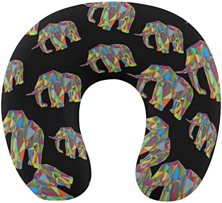 Színes Geometriai Elefánt Utazási Nyak Párna U Alakú Fej-Nyaki Támogatás Párna Memory Foam Fejtámla Autó Irodában, Otthon Alszik