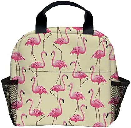 Rózsaszín flamingók Szigetelt Ebéd Bag Táska Nők, Szivárgásmentes Nagy Hordozható Hűtő Ebéd Doboz Irodai Munka Piknik Strand Edzés