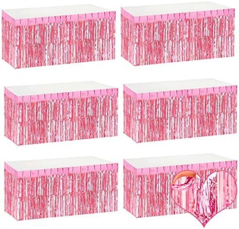 6 Pack 29x108 Hüvelyk Rózsaszín Fémes Fólia béren kívüli Táblázat Szoknyák Banner a Talmi Streamer Garland Függöny Hátteret Felvonulás Úszik