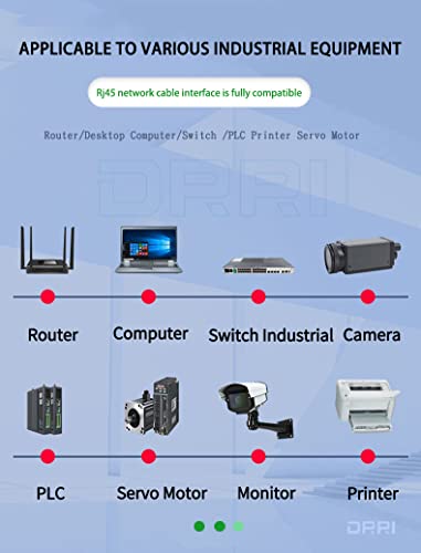 DRRI M12 4 tűs D-Code Férfi RJ45 Vízálló Ethernet Árnyékolt Kábel Ipari Ethernet Alkalmazások (10M)