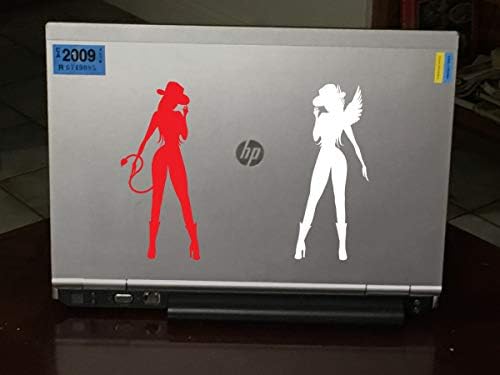 Szexi Angyal-Ördög-Lány Matrica - 7 Inch - Piros, Fehér - Autó Teherautó Ablak Laptop Falon a Legtöbb Lapos Felületek