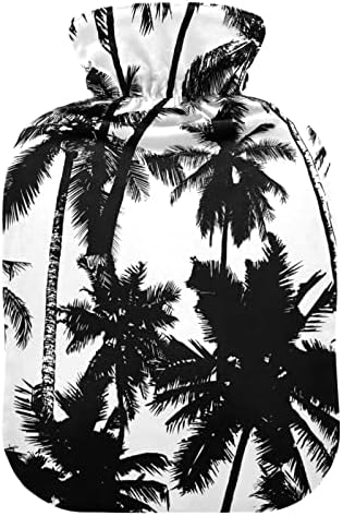 Meleg Víz Üveg fedéllel Trópusi Fekete Coconut Palms Meleg vizes tömlőt a fájdalomcsillapítás, Nők, Felnőttek, Forró Üveg Víz Táska