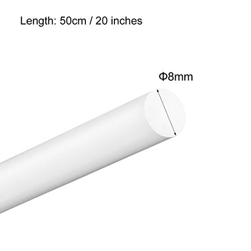 uxcell 2db Műanyag Kerek Rod 5/16 hüvelykes Dia 20 hüvelyk Hosszúságú Fehér (POM) Polyoxymethylene Rudak Műszaki Műanyag Kerek Rács(8mm)
