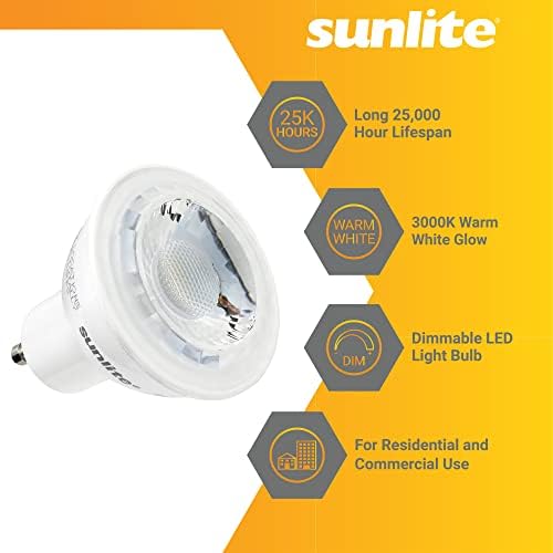Sunlite 82043 LED 90 CRI MR16 Reflektor Izzó, 7 Watt (50W Egyenértékű), 120V, 500 Lumen, Szabályozható, Twist & Lock GU10 Bázis,