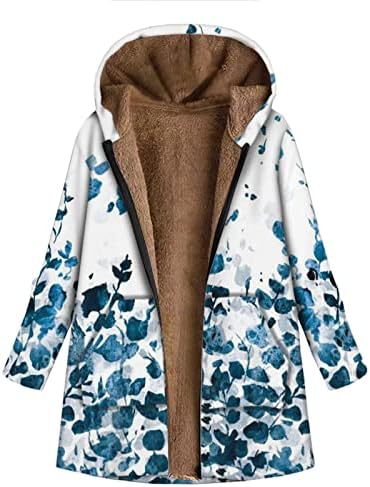 Basysin Női Téli Kabát Sherpa Bélelt Puha Állat Grafikus Hosszú Kabát Plusz Méretű Zip Kapucnis Kabát Outwear