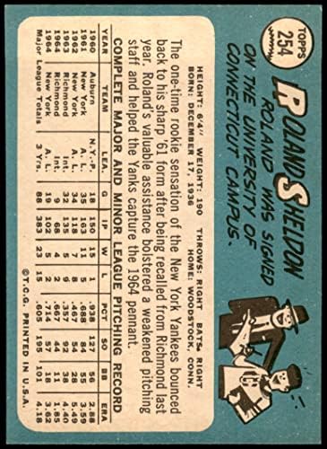 1965 Topps 254 Roland Sheldon New York Yankees (Baseball Kártya) NM/MT Yankees