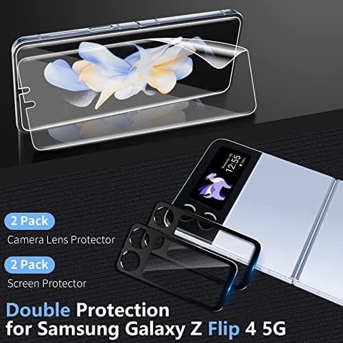 [2+2 Csomag]Samsung Galaxy Z Flip 4 kijelző Védő fólia, MIUOLV Belső Puha EPU Hidrogél Film+9H Edzett Üveg 2-in-1 Kamera Képernyő
