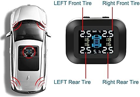 XWWDP Mini Autó Gumiabroncs-Nyomás figyelő Rendszer LCD Kijelző USB TPMS Automatikus Biztonsági Riasztó Rendszer, 4 Db Külső
