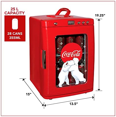 Koolatron KWC-25 Coca-Cola Lehet a Hordozható Hűtő Melegebb, a Jegesmedvék pedig Kijelző Ablak, Piros, 25L (28 qt) DC Személyes Hűtőszekrény,