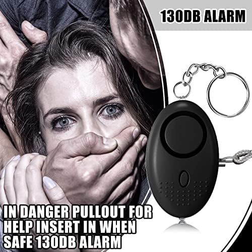 24 Db Hang Személyes Riasztó 130DB Figyelmeztető Riasztás Kulcstartó LED-es Lámpák, Nők, Férfiak, Gyerekek (Fekete, Fehér)
