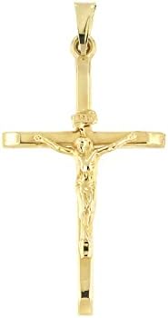 Lucchetta - 14 kt Arany Feszület Kereszt Jézus Medál - Arany Olaszország Vallás, 1.18x0.69 inch, 14k Arany Medálok a Karkötő, Nyaklánc,