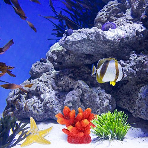 UEETEK 4 Csomag Mesterséges Korall Növény Seastar Shell Dekoráció Reef Akvárium Dísz Gyanta Kézműves Dekoráció akváriumba