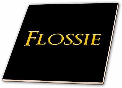 3dRose Flossie népszerű női baba nevét az Amerika. Sárga, fekete - Csempe (ct_353962_1)