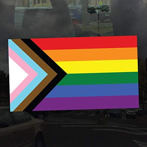 Alkalmazható Szójáték Haladás Pride Flag LGBTQ POC Transznemű Zászló - Vinyl Matrica, 4 inch