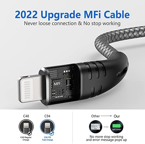 3-Pack Apple MPI Hitelesített USB-C-Lightning Kábel 10ft, Extra Hosszú, 10 Láb iPhone Töltő Kábel C Típusú Gyors Töltés Kompatibilis