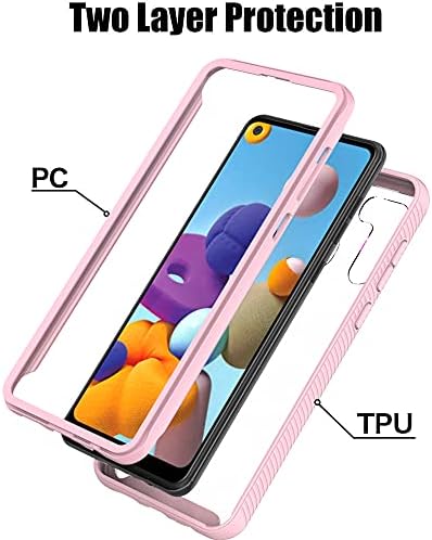 CaseTown Kompatibilis a Samsung Galaxy A21, Szivárvány Rózsaszín Egyszarvú Minta Teljes Test Kettős Réteg, nagy teherbírású Ütésálló Ütésálló