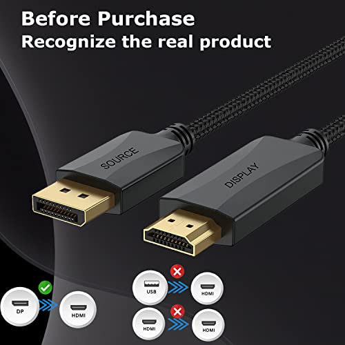 A 4K DisplayPort-HDMI Kábel 5-Csomag, 6 Ft DP (Display Port) - HDMI Adapter Kábel Fonott férfi Férfi Támogatja a Video -, Audio (4k, 2160P,