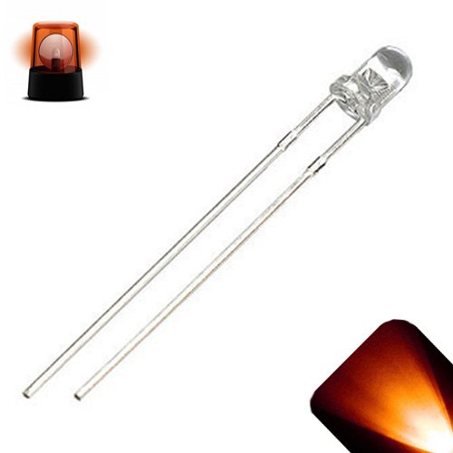 3mm Kerek Felső Narancssárga/Sárga Lassan Villogó 1Hz LED - Szuper Fényes (Csomag 1000)