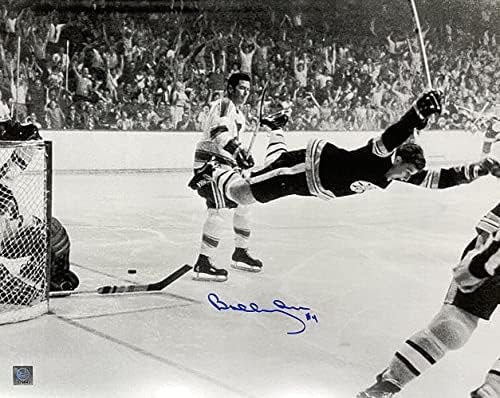 Bobby Orr Alá Boston Bruins 16x20 Repülő Cél Jégkorong Fotó GNR - Dedikált NHL-Fotók