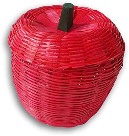 Az Apple Kosár Fedelét, Fonott Bambusz Tartozó Piros Kosár Tanár Ajándék - 4.5 x 4.5 Inch