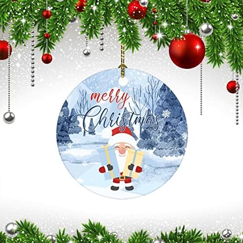- Boldog Karácsonyt Karácsonyfa Ornament2022 Karácsonyfa Teherautó Snowmans Hópelyhek Két Oldalra Nyomtatott Kerek Porcelán Ünnep