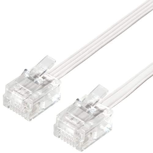 Taro CMJ-F10WH Moduláris Kábel, 32.8 ft (10 m), Telefonvonal/Telefon Kábel, Lapos, 6 Lengyelek, 4 Mag, Fehér, Eco Egyszerű Csomagolás
