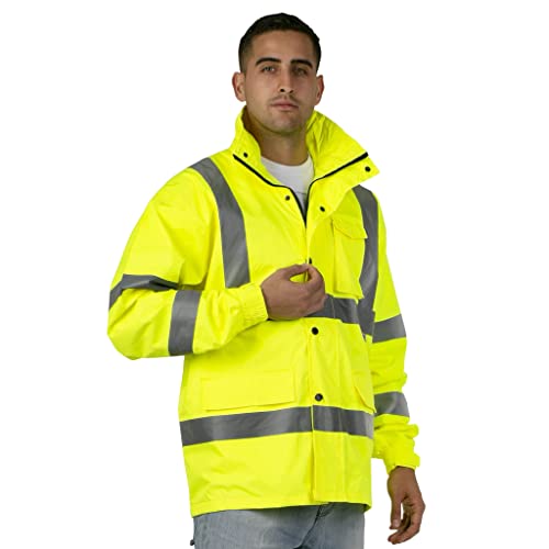 JORESTECH Biztonsági Eső Kabát, Magas Láthatósági Sárga/Lime ANSI Class 3 JK-03 (L)