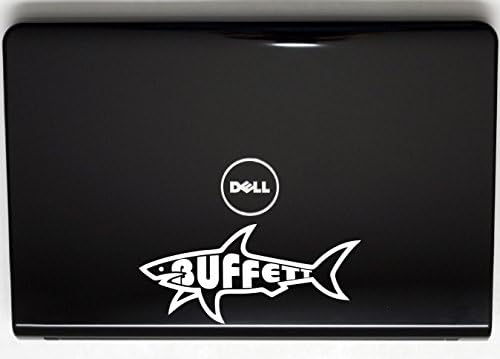 Buffett Cápa - 8 x 3 1/2 die vágott vinyl matrica ablak, autó, teherautó, szerszámos láda, gyakorlatilag bármilyen kemény, sima felület