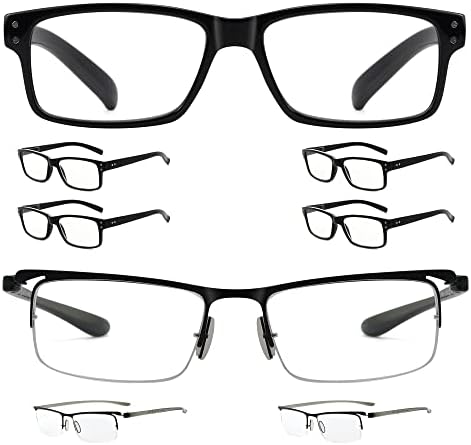 Eyekepper Menteni 10% - os Csomagban 5 Csomag Vintage Olvasó Szemüveg a Férfiak, mind a 3 Pack Fél felni Olvasók Fekete +2.25