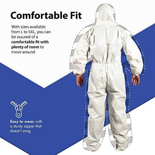 Quest Barrierwear Eldobható Overallt a Fény Splash, Száraz Környezetben - PPE Fehér Vegyvédelmi Ruha