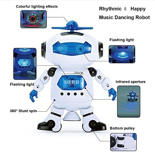 Zenei Séta Táncoló Robot Játék Gyerekeknek, Villogó Fények, 360° Test Forog, Kisgyermekek Bosys Lányok Szórakoztató Játék