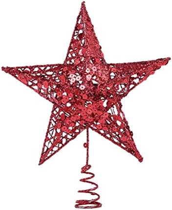 balacoo Karácsonyi lakásdekoráció - Kovácsoltvas karácsonyfa Csillag Topper Csillogó fa tetején Csillag Dísz, Otthon Dekoráció (15cm Piros)