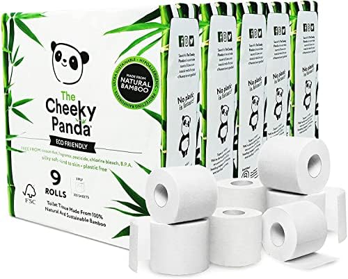 A Pimasz Panda Bambusz Wc-Papír Ömlesztett | 45 Tekercs (5 Csomag 9 Tekercs) | Erős 3 Rétegű Bambusz selyempapír | Műanyag Csomagolás Ingyenes