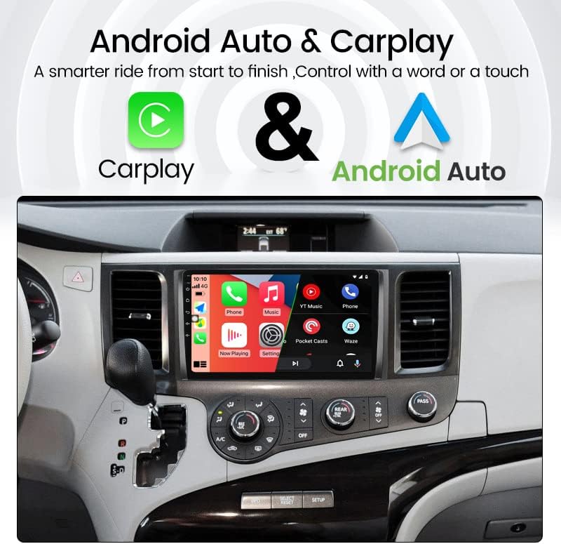 Android 11 Autó Sztereó Toyota Sienna 2011-2014, Biorunn 9 Inch autórádió Beépített Carplay Android Automatikus GPS Navigációs IPS Érintőképernyő,