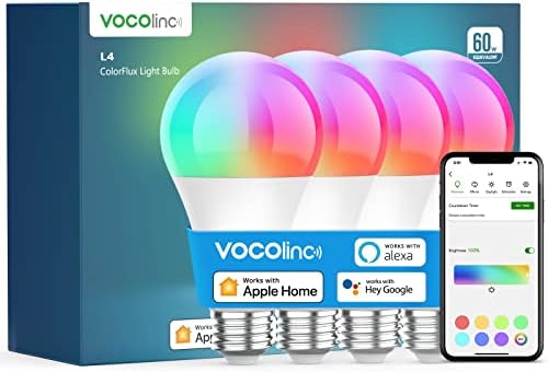 VOCOlinc Okos Villanykörte Működik az Apple Homekit, Alexa, a Google Haza, Színes Változó WiFi LED Izzók, 850 Lumen Szabályozható