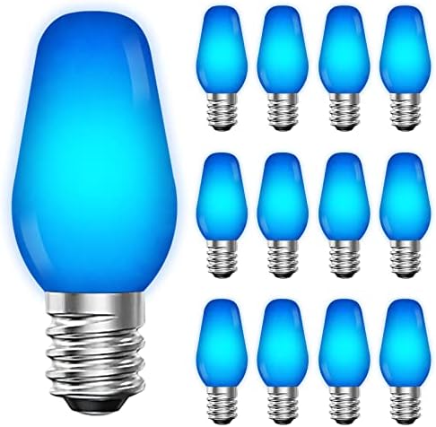 LUXRITE 12-Pack C7 LED Kék Csere Izzók Karakterlánc Fények, 0.5 W, Törhetetlen Színes Gyertyatartót Izzó, Zárt Lámpatest Névleges, UL, E12