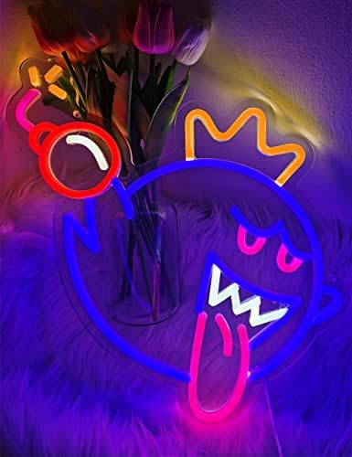 Király Boo Neon Sign - Mario Neon Fény Jele, a Gyerekek Tini Gamer Szoba Barlang, Szabályozható Boo A Szellem neonreklám Neki Ajándékot,