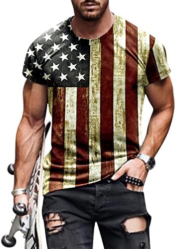 XXBR Férfi Katona Rövid Ujjú T-shirt Hazafias Retro Amerikai Zászló Izom Slim Fit Póló Maximum Nyári Alkalmi Póló
