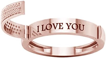 2023 Új Gyűrűt Nyílt Gravírozás Divat Temperamentum Intarziás Fedezze Cirkon Gyűrű, Gyűrűk, Nyugodt Gyűrű Nők (Rose Gold, 11)