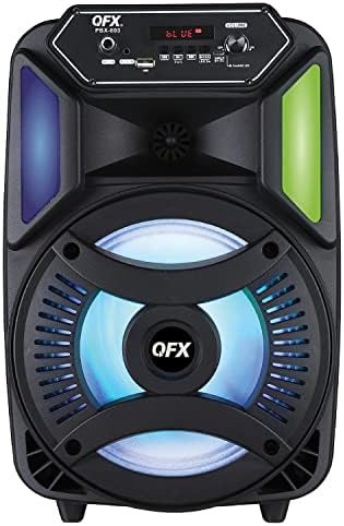 QFX PBX-803 PBX-803 8-a. 17 Wattos Igaz Vezeték nélküli Sztereó Bluetooth Újratölthető Hangszóró, Távirányító, Fekete