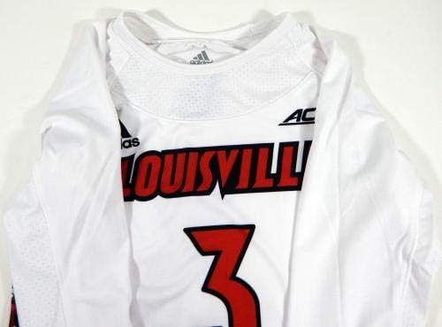 Női Uni a Louisville Cardinals 3 Játék Használt LS Fehér Jersey Lacrosse M 3618 - Meccs Használt