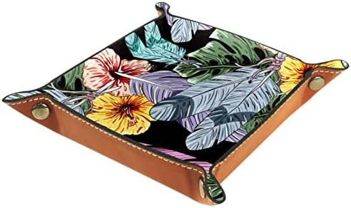 Bőr Őrzött Tálca, Kocka Tálca Összecsukható Tér Jogosultja, Komód Szervező Lemez Változás Érme Kulcs, Modern, Absztrakt Trópusi Hawaii Bougainvillea