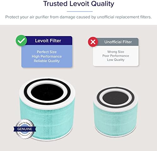 LEVOIT Légtisztító Szűrő Csere, 1 Csomag, Fehér & Légtisztító Toxin Abszorber Csere Szűrő, 3-az-1-Igaz, HEPA, Magas Hatásfokú, Aktív