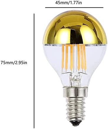 YDJoo Hlaf Chrome Izzók G45 Globe Edison LED Izzó 6W, Fele Tükör Tükrözi Izzók E12 Gyertyatartót Bázis Meleg Fehér 2700K Vintage