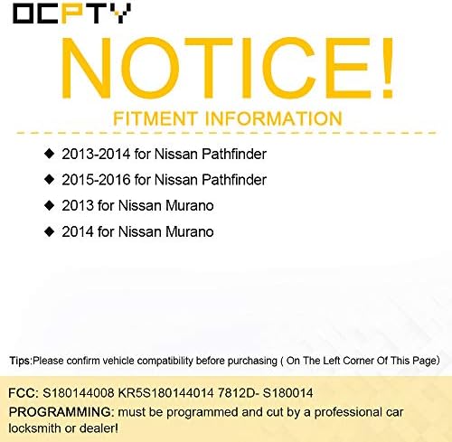 OCPTY 1 X Fordítsa Kulcs Bejegyzés Távirányító távirányító Adó Csere 2013- Nissan Pathfinder 2013-2015 a Nissan a Pathfinder S180144008