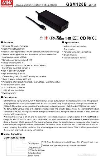 ÉRTEM, HÁT GSM120B12-R7B 12V 8.5 EGY 102W AC-DC Magas Megbízhatóság Orvosi Adapter