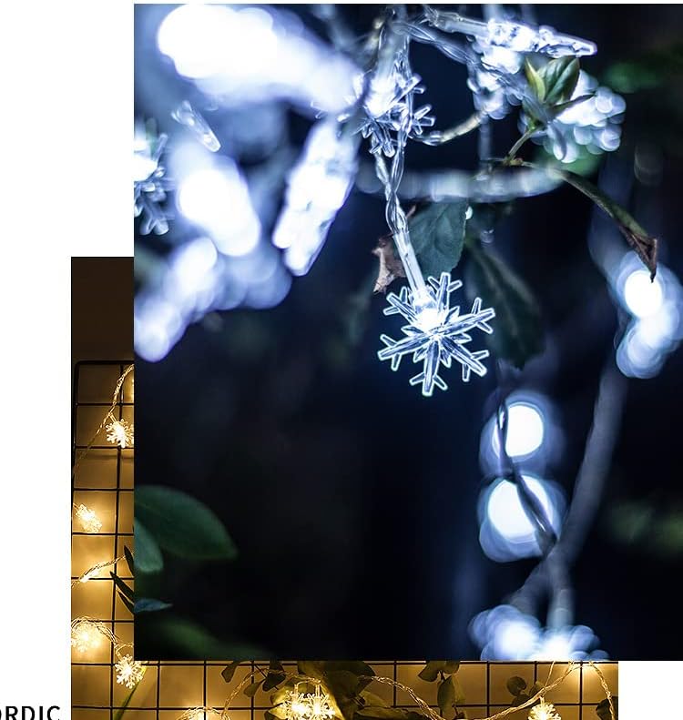 DYFCNP 32.8 ft 80 LED Hópehely String Fények elemes Beltéri Világítás,anyák Napja Dekoráció,Vízálló Karácsonyi Tündér Lámpák, Kerti