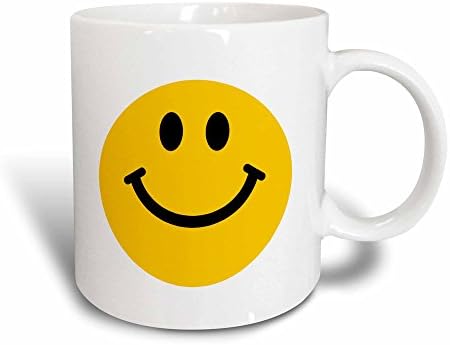 3dRose mug_76653_1 Sárga Smiley - Aranyos Hagyományos Boldog Smilie - 1960-as évek Hippi stílus - Mosolygott a fehér a Kerámia Bögre,
