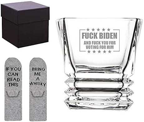 Osci-Repülni Anti Biden FK Biden Vésett Whiskys Poharat Pohár meg a Zokni - Whiskey Ajándékok Férfiaknak